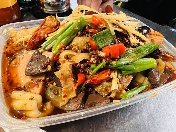新派毛血旺Tripes de Bœuf , Boudins et Crevettes la Sauce Piquante / Beef Trip and Pork Blood in Hot Chili Sauce